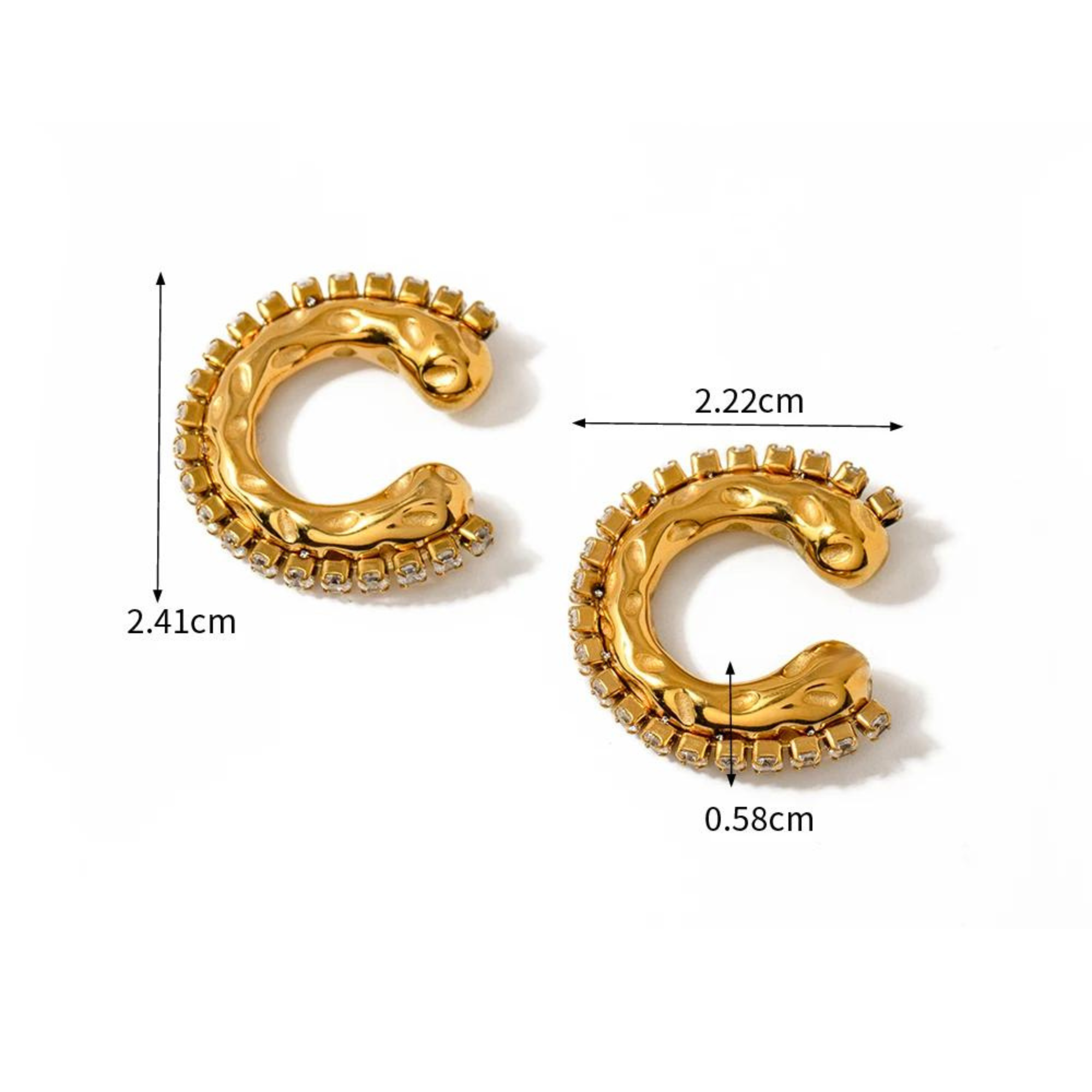 Rugged Rhinestone 18k Gold Ear Cuff Set - GRISÉ NYC 3