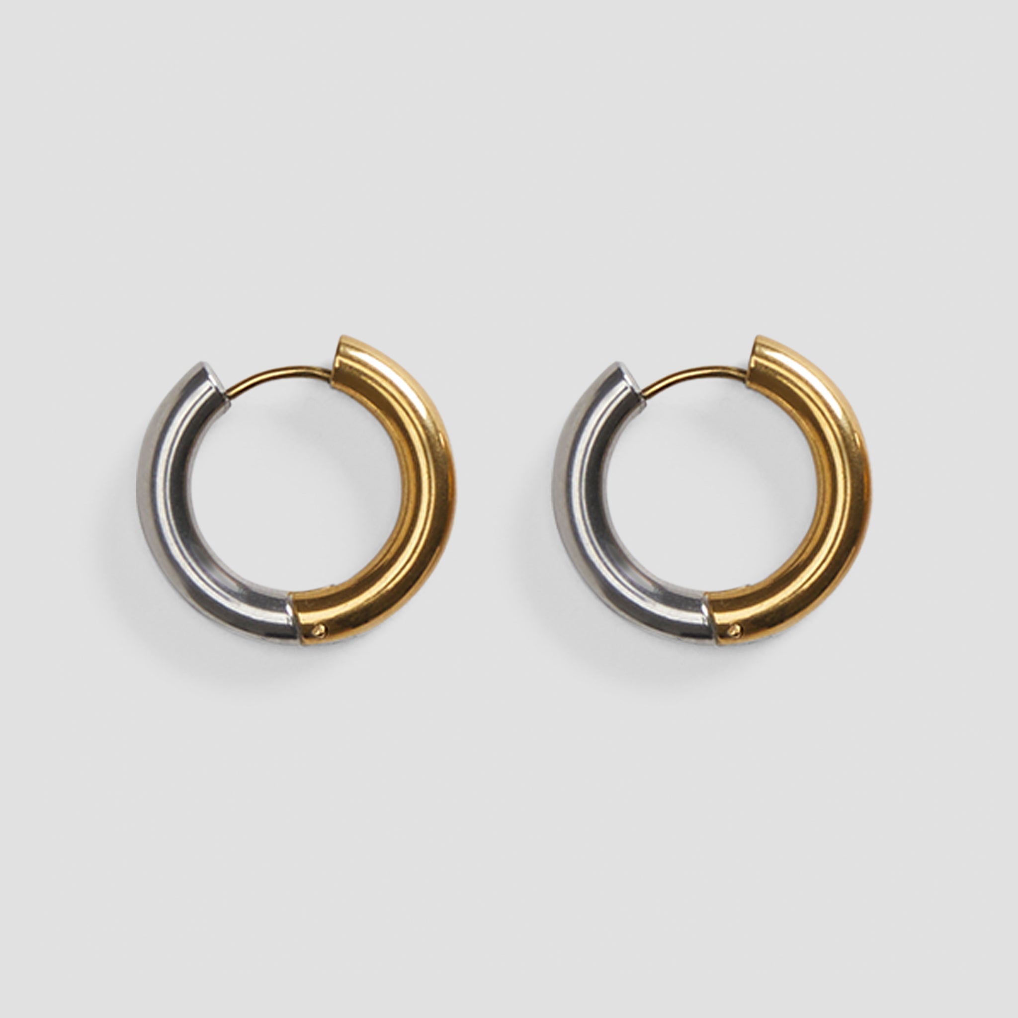 2-Tone Gold Stainless Steel Hoops Earrings - GRISÉ NYC 1