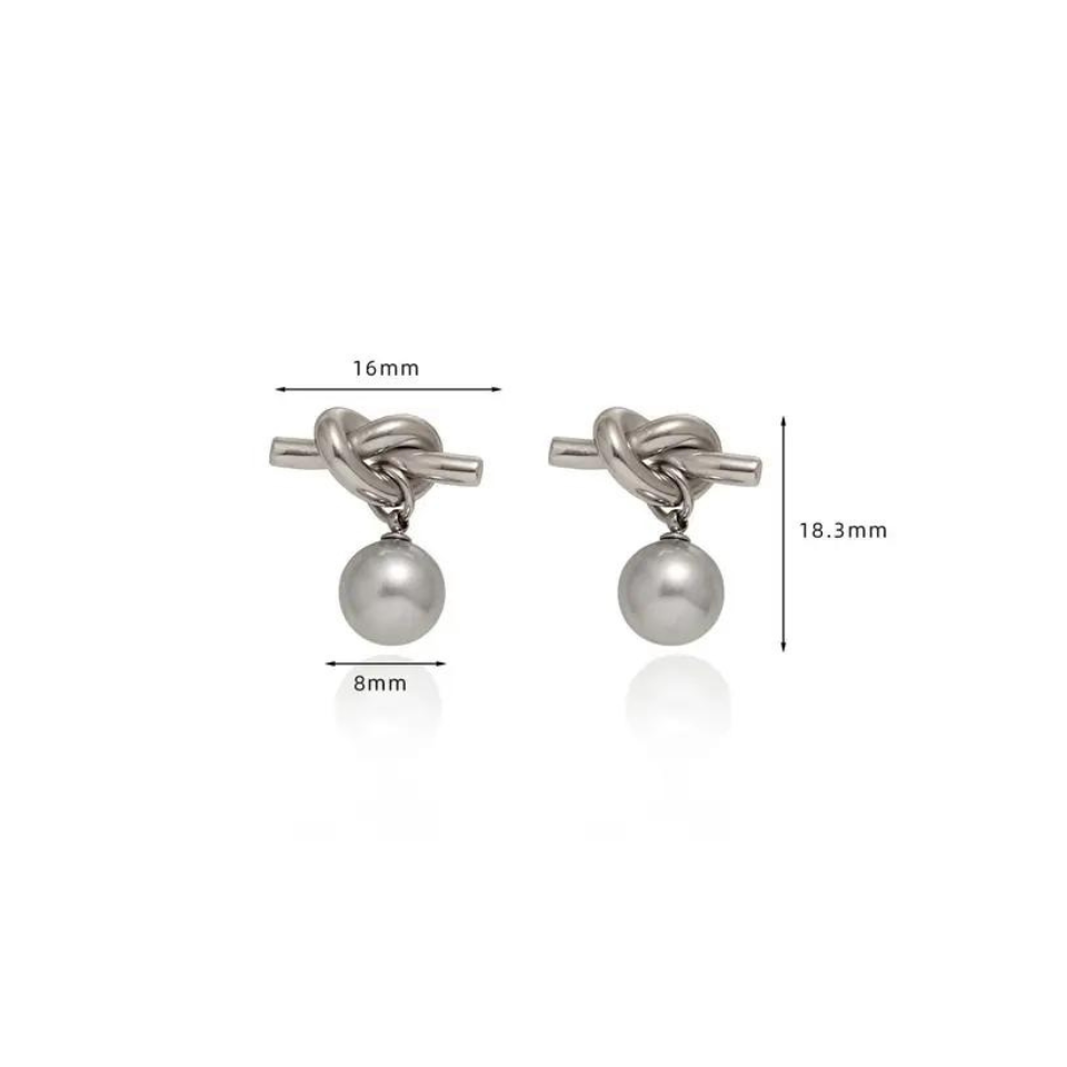 Stainless Steel Perlita Dangle Earrings - GRISÉ NYC 7
