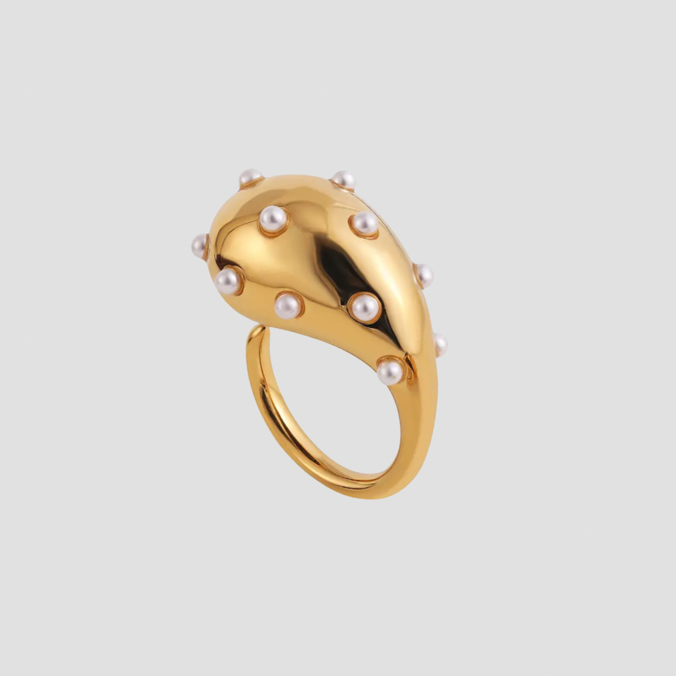 Teardrop 18k Gold Pearl Ring - GRISÉ NYC 1