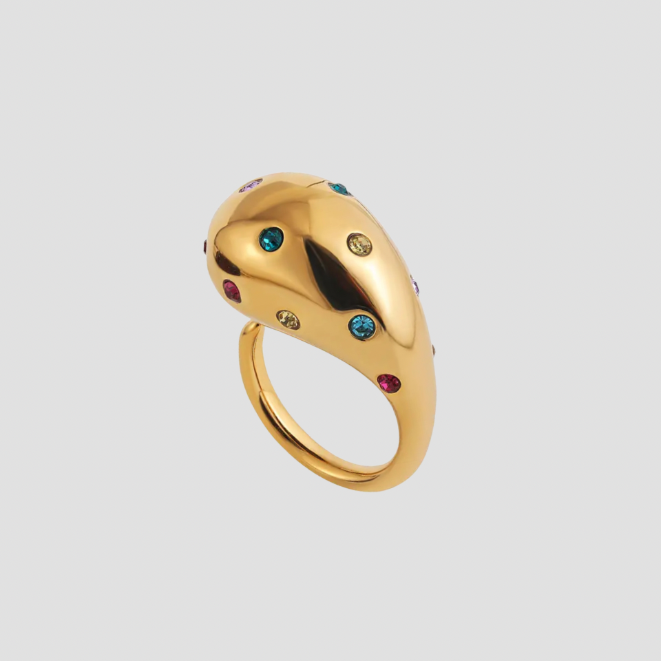 Teardrop Rainbow Gemstone 18k Gold Ring - GRISÉ NYC 1