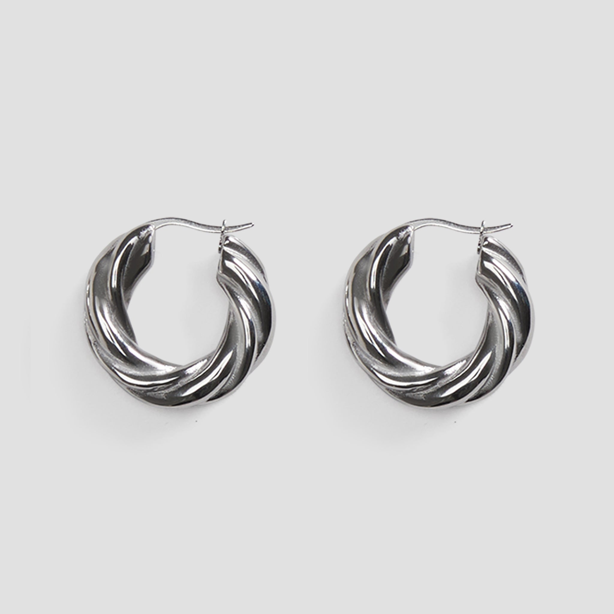 Twisted Stainless Steel Hoop Earrings - GRISÉ NYC 1