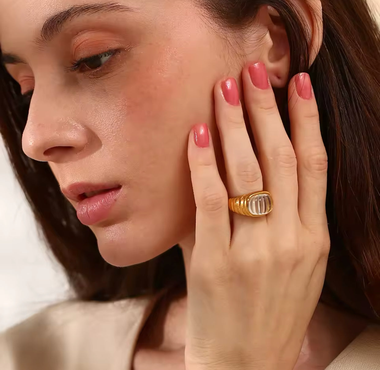 Vintage Resin 18k Gold Ring - GRISÉ NYC 2