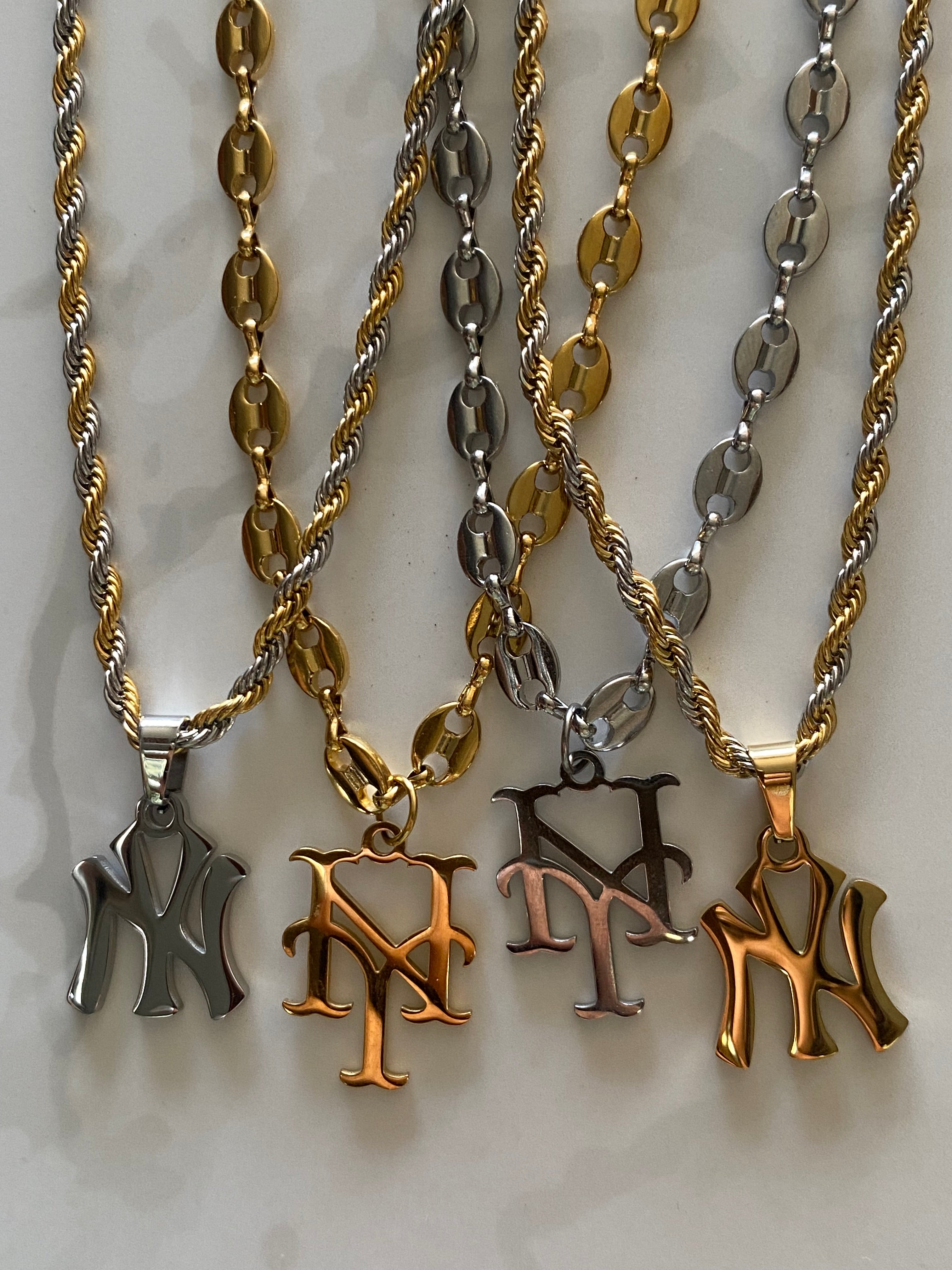 New York Yankees Stainless Steel Pendant 2-Tone Necklace - GRISÉ NYC 3