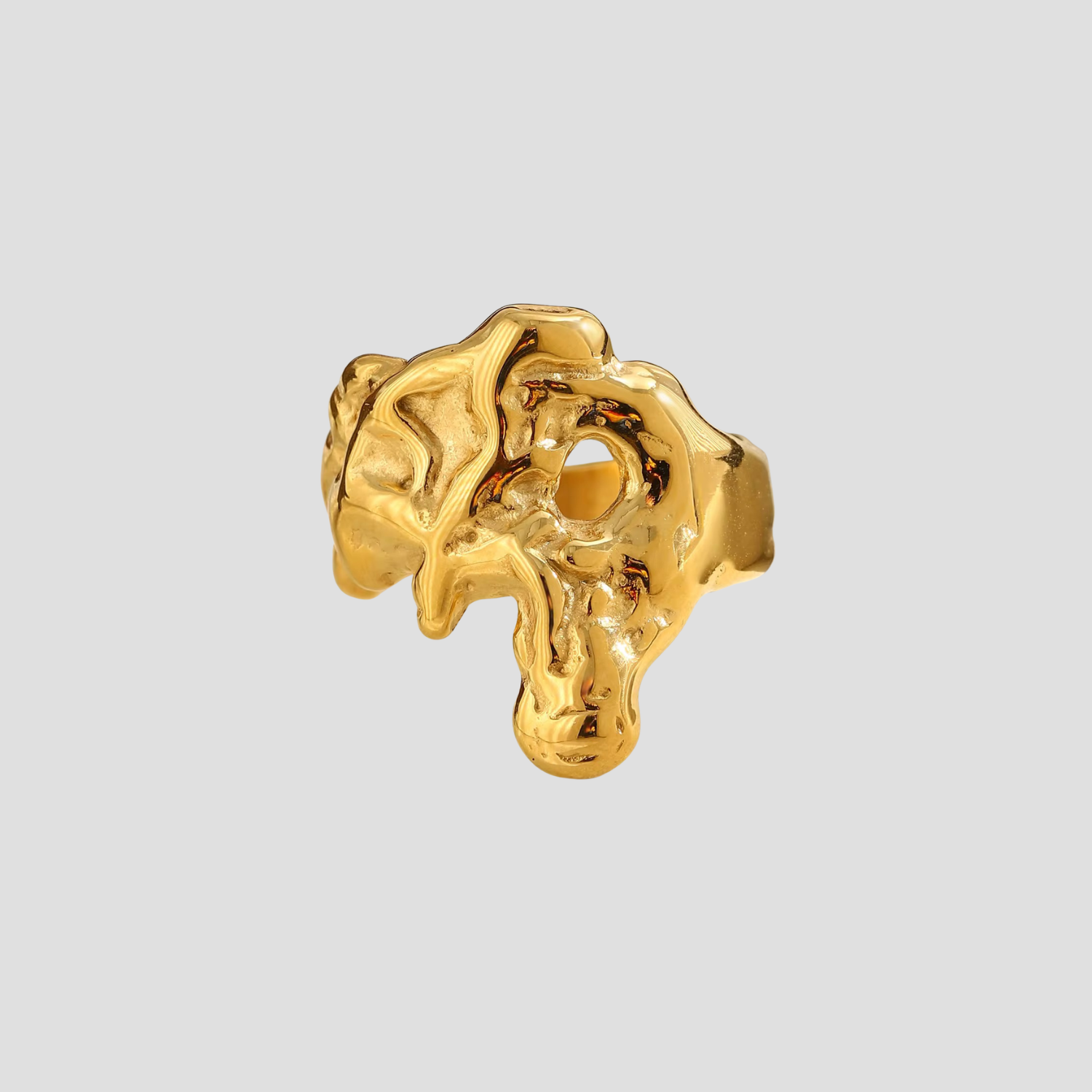 GRISÉ NYC 18K gold plated liquid gold ring with molten sculptural design