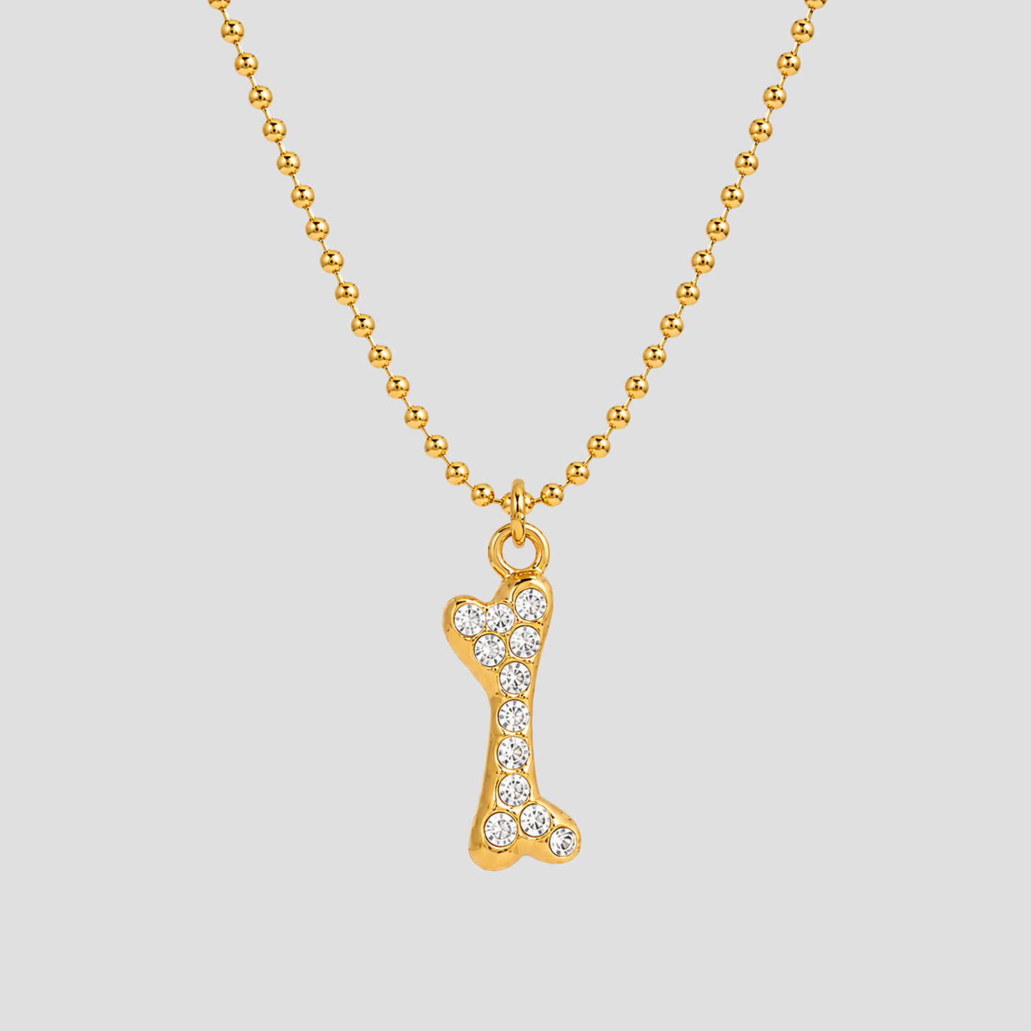 Mini Lucky Bone Crystal Necklace - 18k Gold | GRISÉ NYC