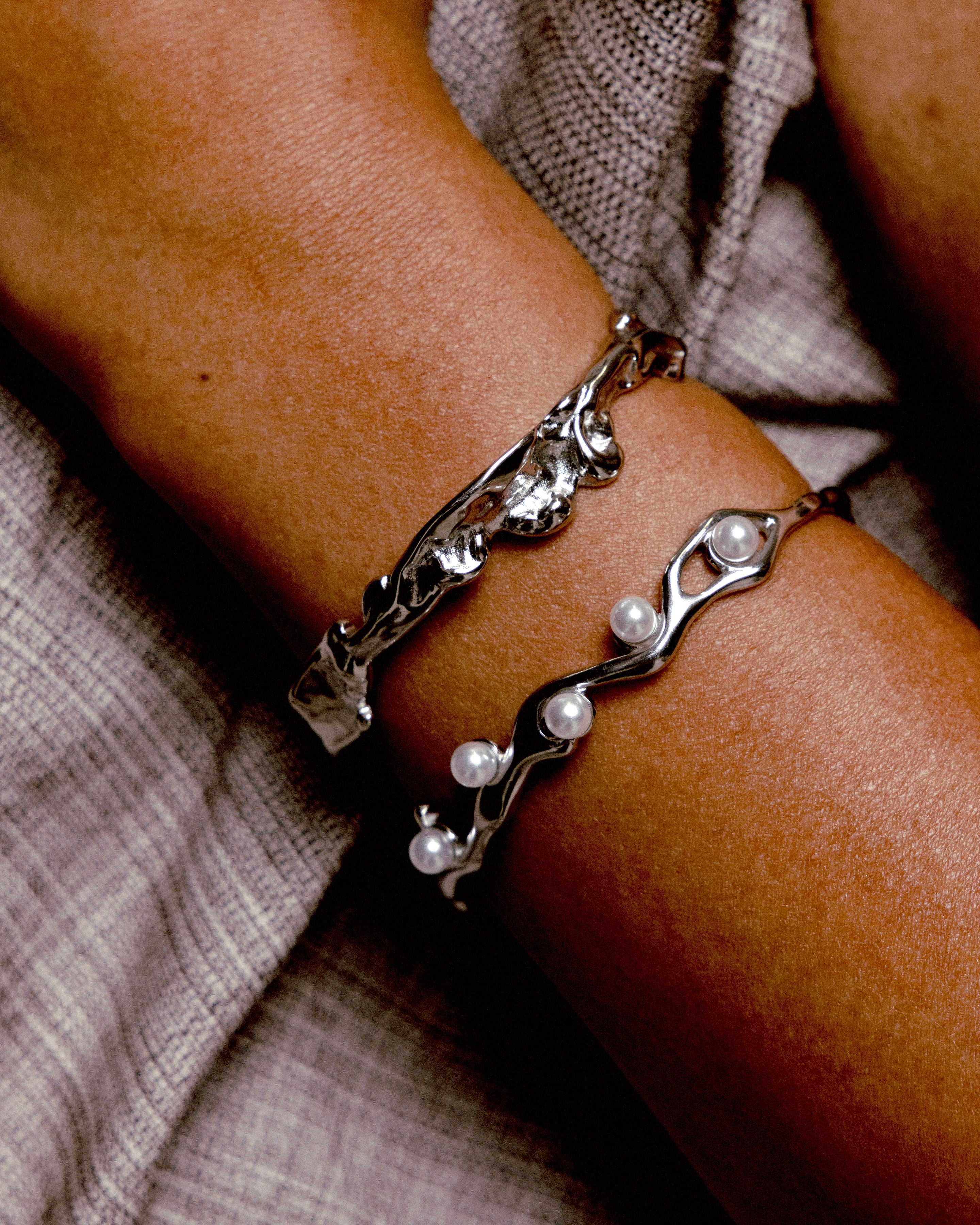 Molten Lava Stainless Steel Cuff Bracelet - GRISÉ NYC 2