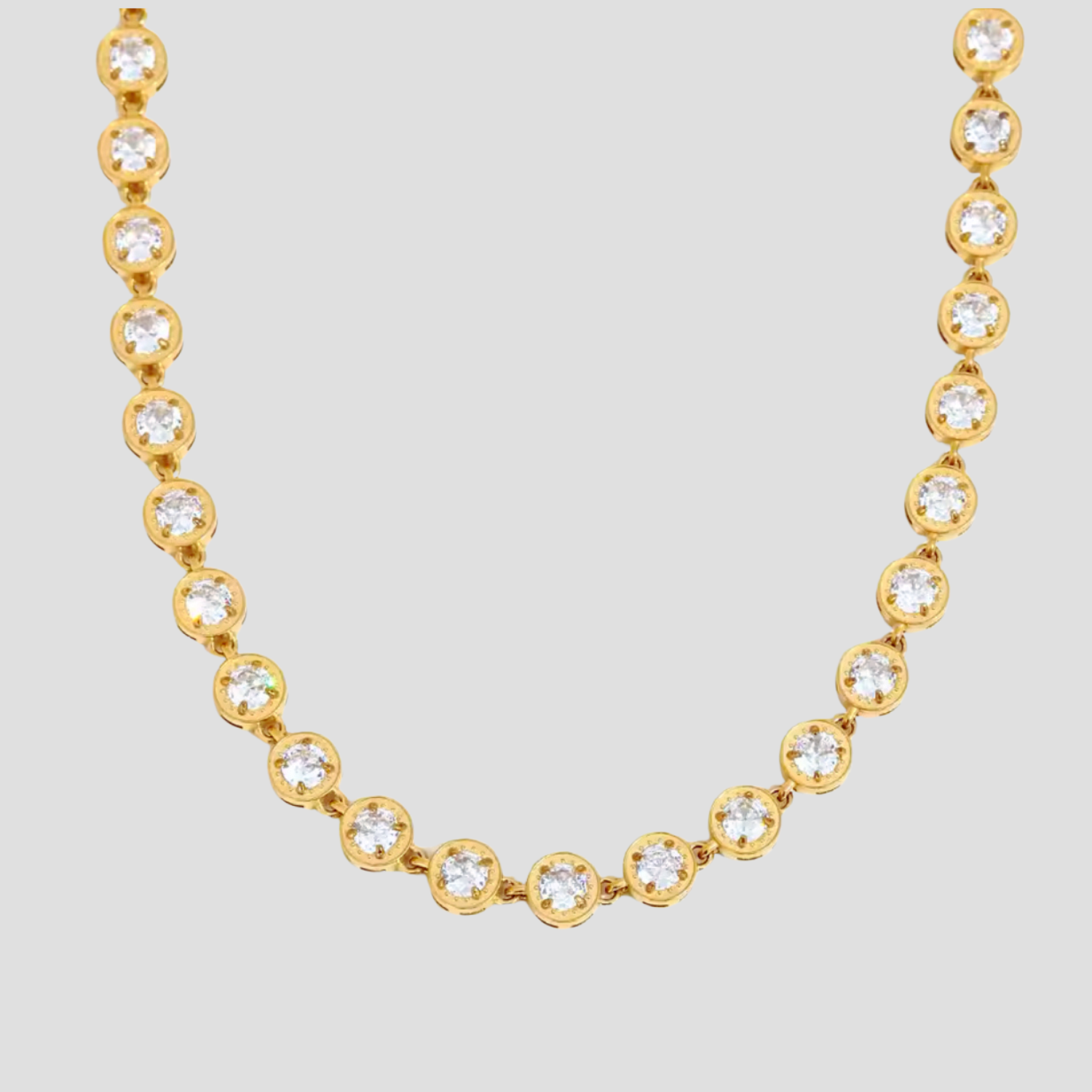 GRISÉ NYC royal gold gemstone necklace 18k gold plated cubic zirconia front view