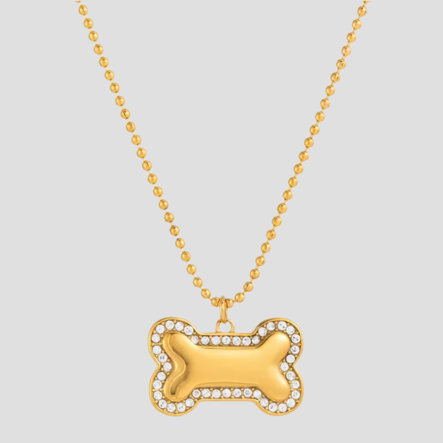 Lucky Dog Bone Crystal Necklace - 18k Gold | GRISÉ NYC
