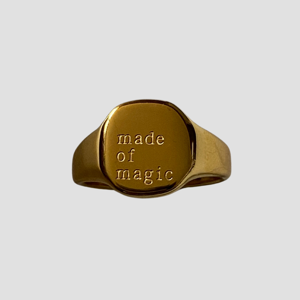 Made Of Magic 18k gold plated stainless steel signet ring by GRISÉ NYC