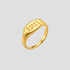 GRISÉ NYC 18k gold 11:11 signet ring on a light grey background