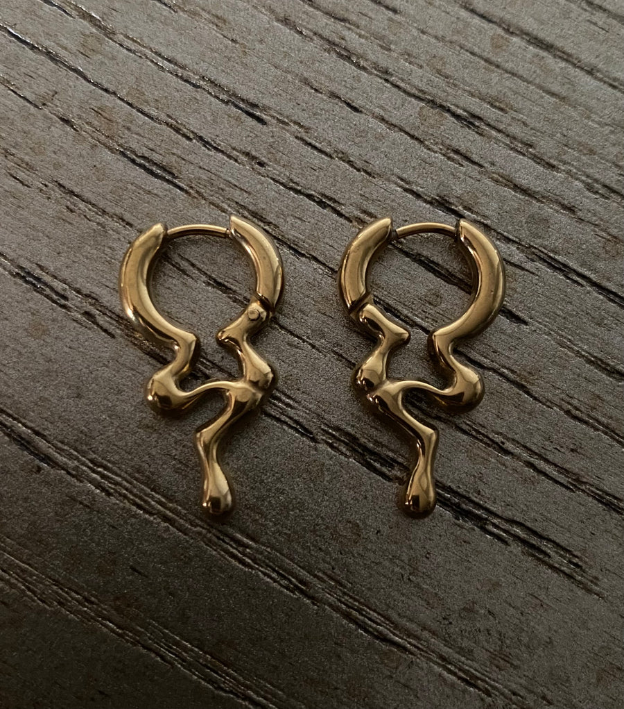 Drip Huggie 18k Gold Plated Earrings