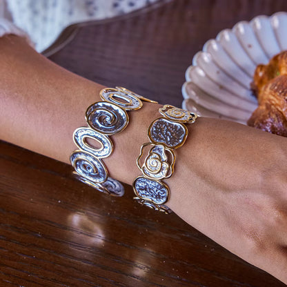 2-Tone Luna Swirl Cuff Bracelet - GRISÉ NYC 3