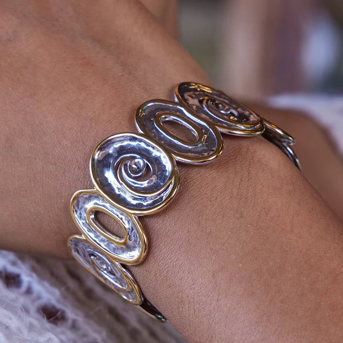 2-Tone Luna Swirl Cuff Bracelet - GRISÉ NYC 2