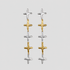GRISÉ NYC 2-tone stainless steel cross dangle earrings featuring alternating 18k gold-plated and silver cross charms on a light gray background.