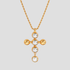 Radiant 2-Tone Harmony Cross Pendant Necklace in 18k gold plated stainless steel with polished steel cabochons and pearl drop detail by GRISÉ NYC.