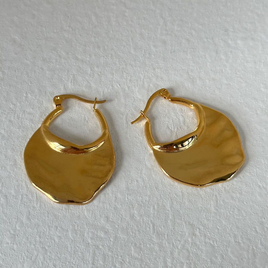 Textured Wave 18k Gold Plated Earrings