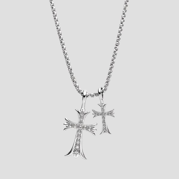 Double Cross Pendant Stainless Steel Necklace - Unisex | GRISÉ NYC
