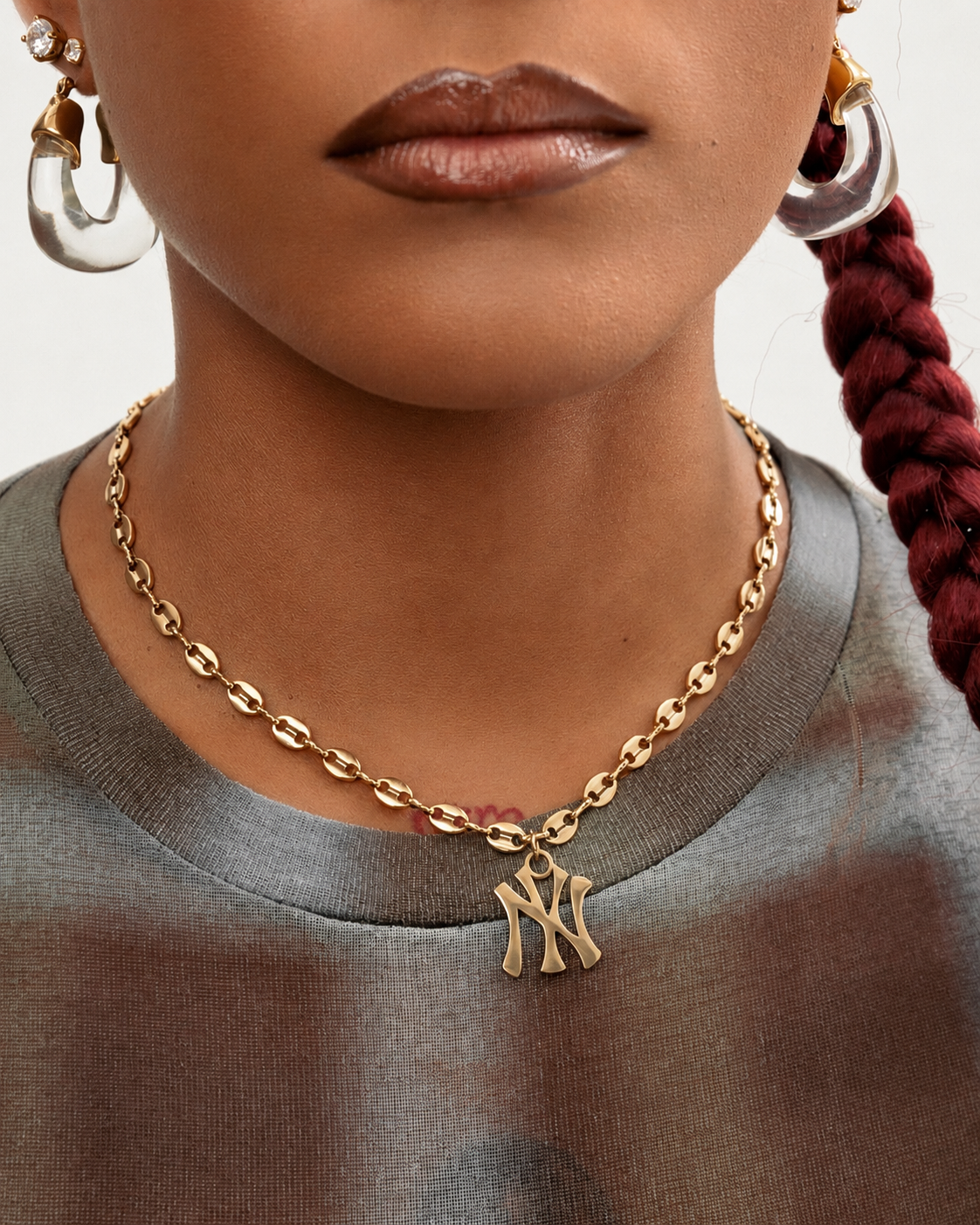 New York Yankees 18 Gold Mariner Necklace