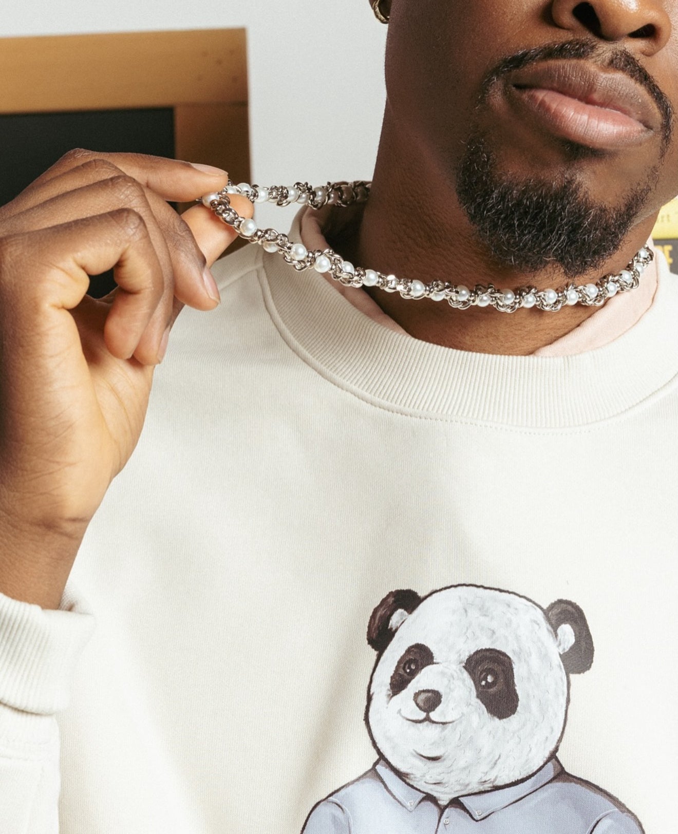 Freshwater Pearl Steel Baroque Chain Necklace - GRISÉ NYC 2