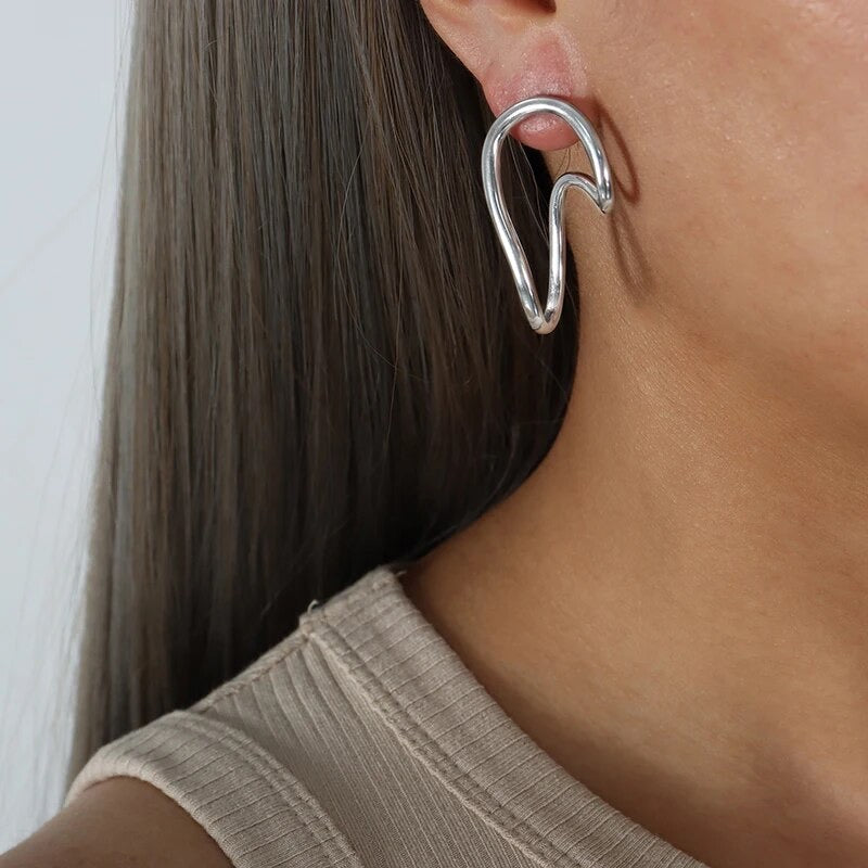 Irregular Stainless Steel Loop Earrings