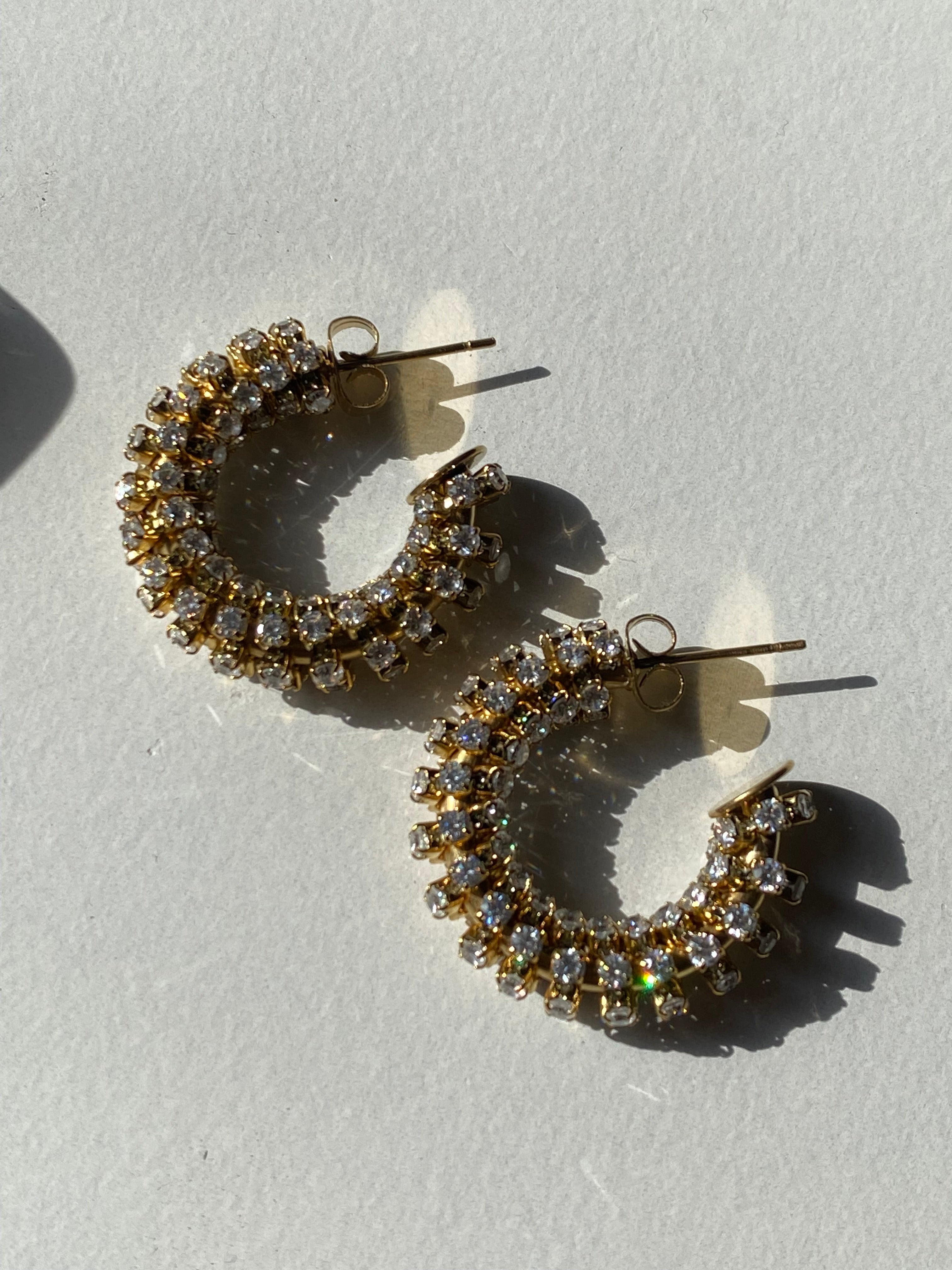 Studded CZ Gold Midi Earrings