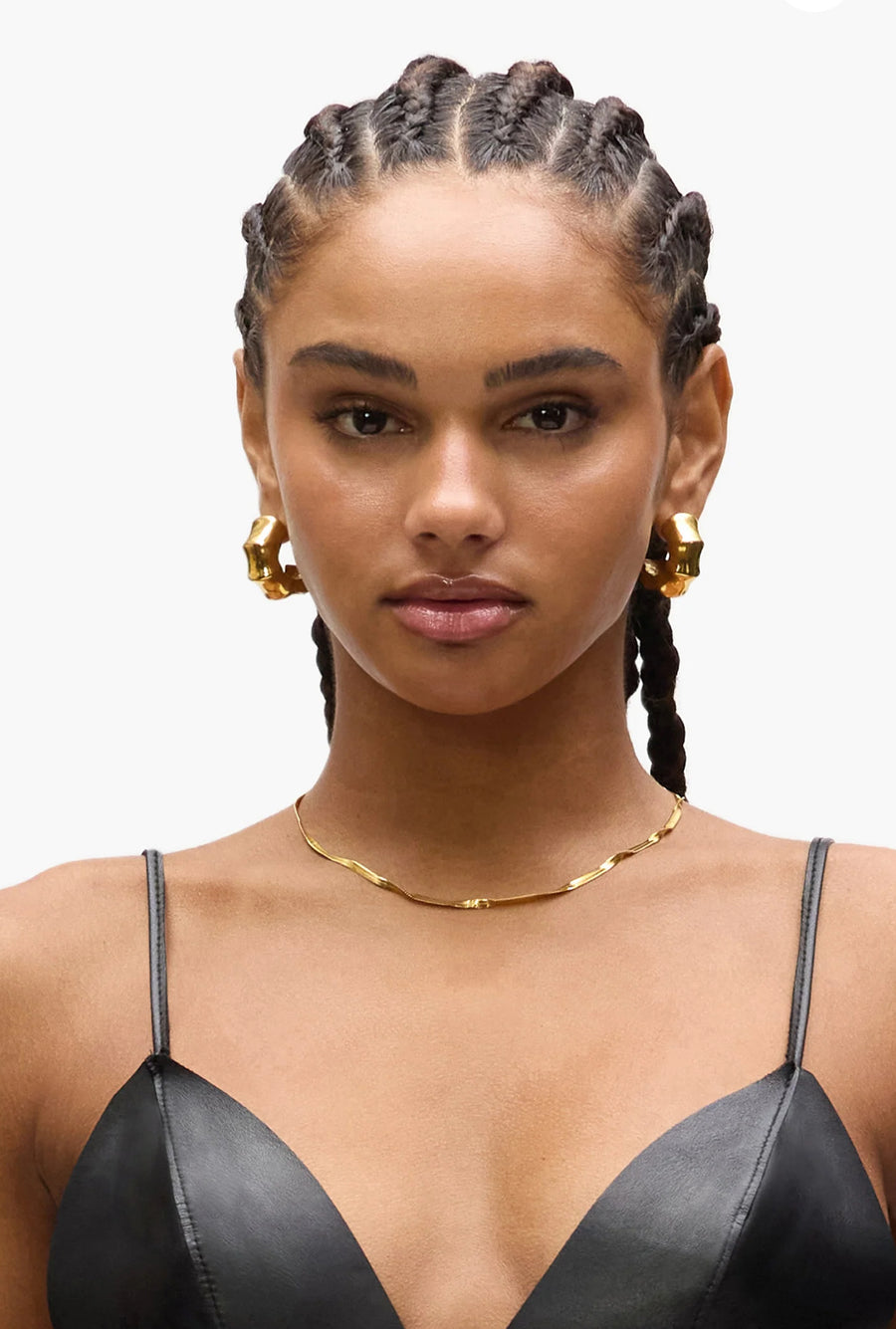 Bold Midi Bamboo 18k Gold Plated Earrings