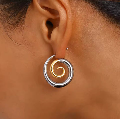 2-Tone Swirl Earrings