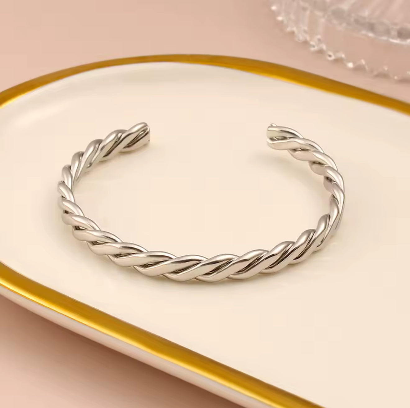Braided Stainless Steel Cuff Bracelet