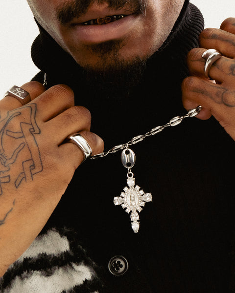Women's Stainless Steel Cross Necklace 18K Mariner Link | GRISÉ NYC