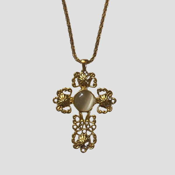 Baroque 18k Gold Cross Pendant Necklace | GRISÉ NYC