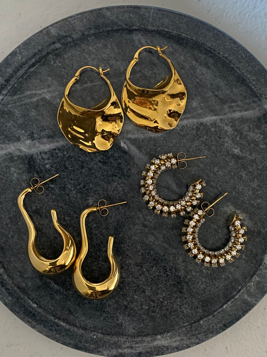 Textured Wave 18k Gold Plated Earrings