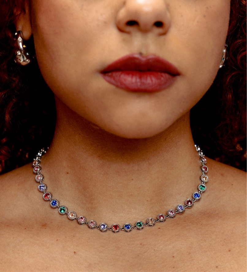 Royal Silver Multicolor Gemstone Necklace - GRISÉ NYC 1