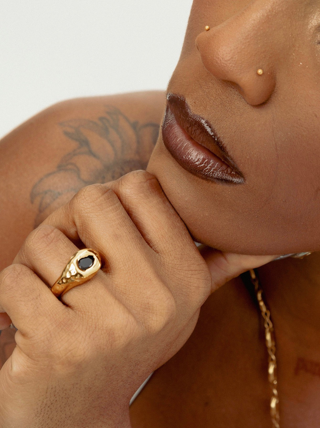 Black Stone Rugged 18k Gold Ring