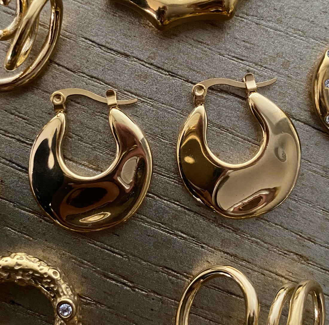 Flat 18k Gold Hoop Earrings
