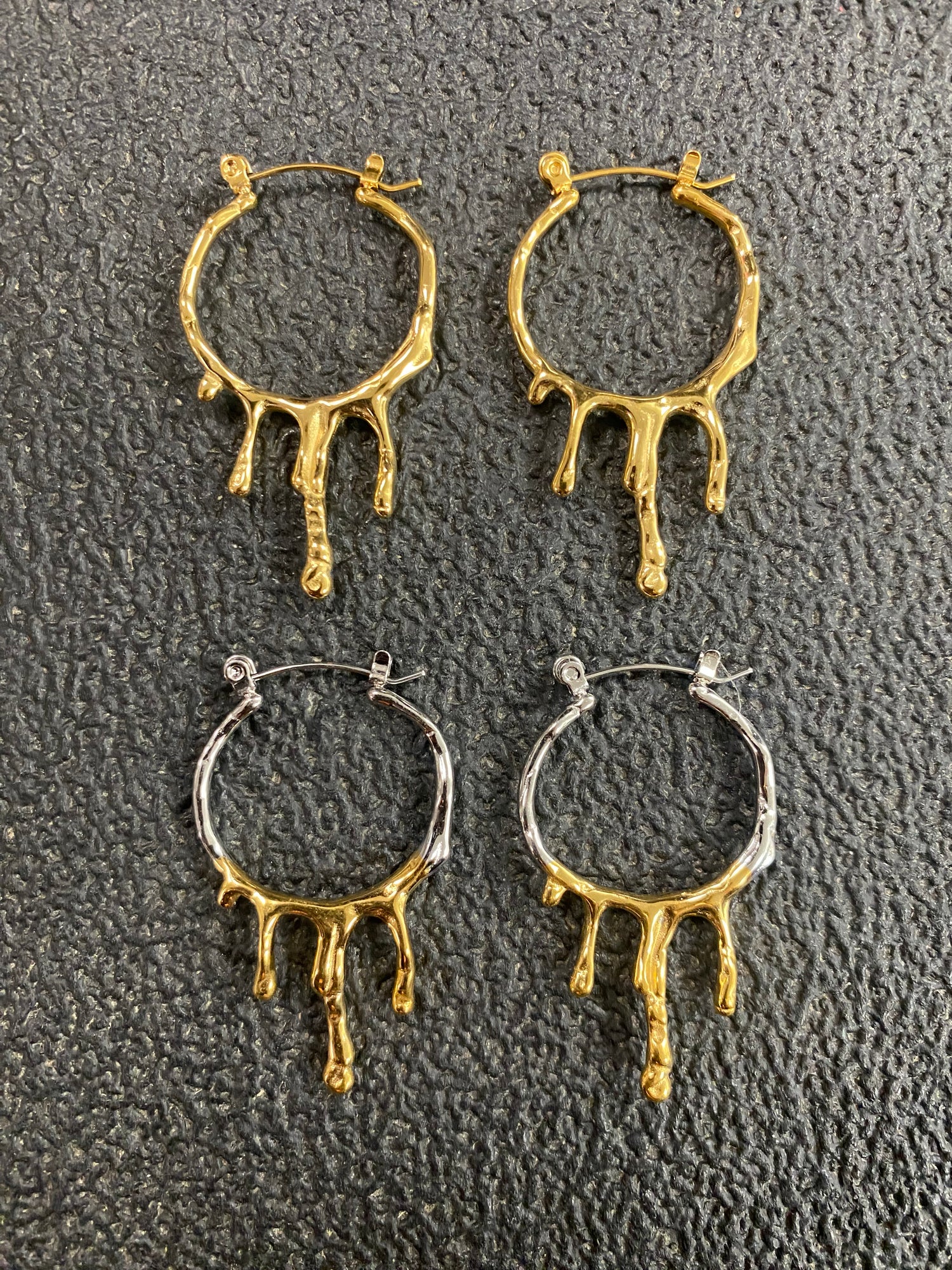 Irregular Drip 18k Gold Hoop Earrings