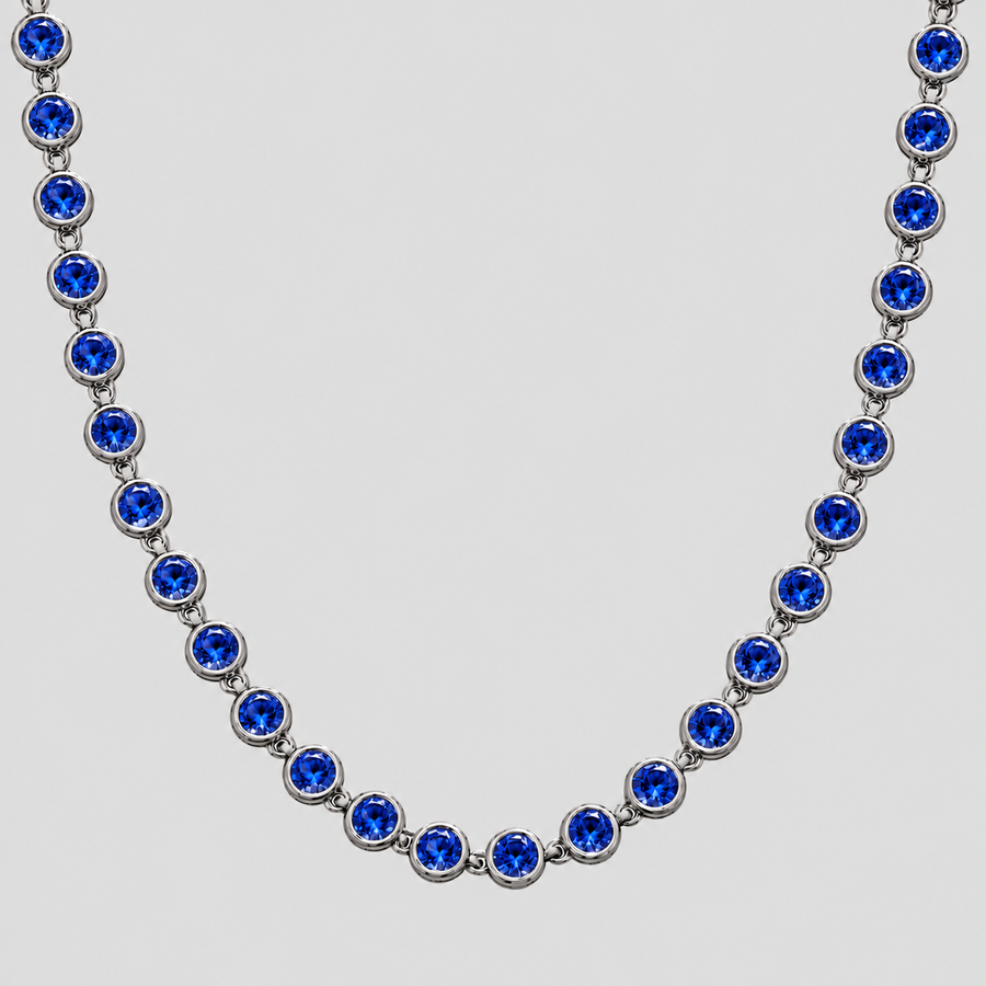 THE SERENA STACK: Royal Bezel Gemstone Necklace 2.0 — Cobalt + Emerald [PRE-ORDER]