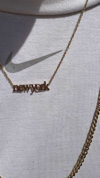newyork 18k Gold Nameplate Dainty Necklace - GRISÉ NYC 3