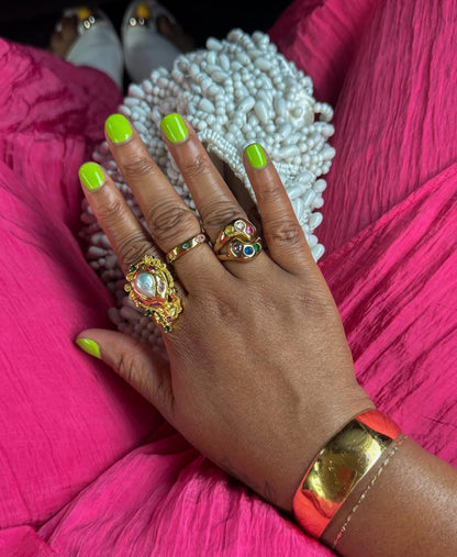 Rainbow Gemstone Ying Yang 18k Gold Ring - GRISÉ NYC 2