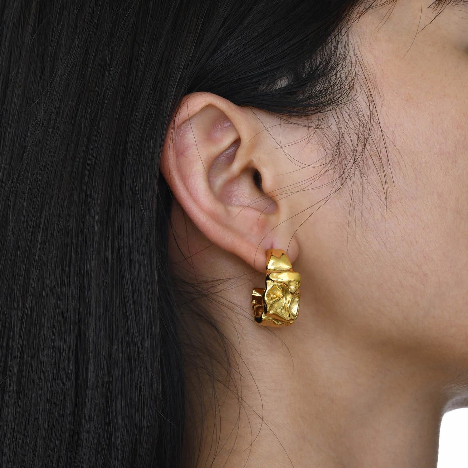 Midi Rugged 18k Gold Earrings