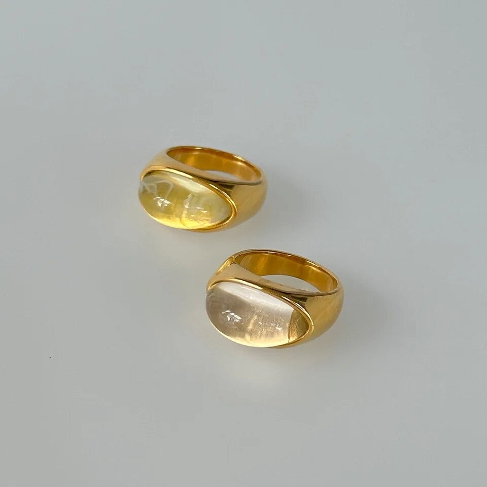 Resin Stone 18k Gold Plated Ring