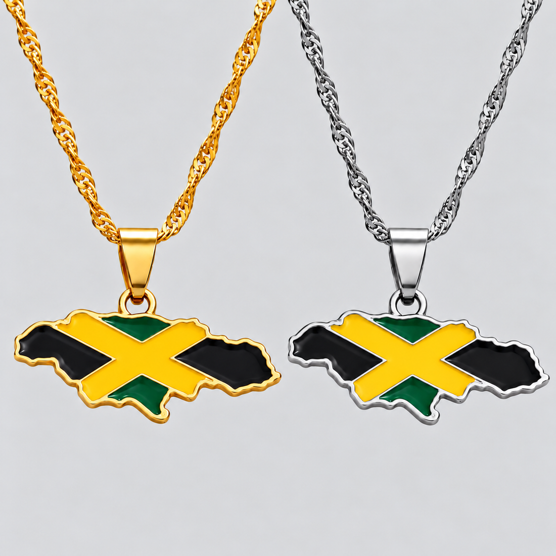 Jamaica Map Enamel Pendant Necklace