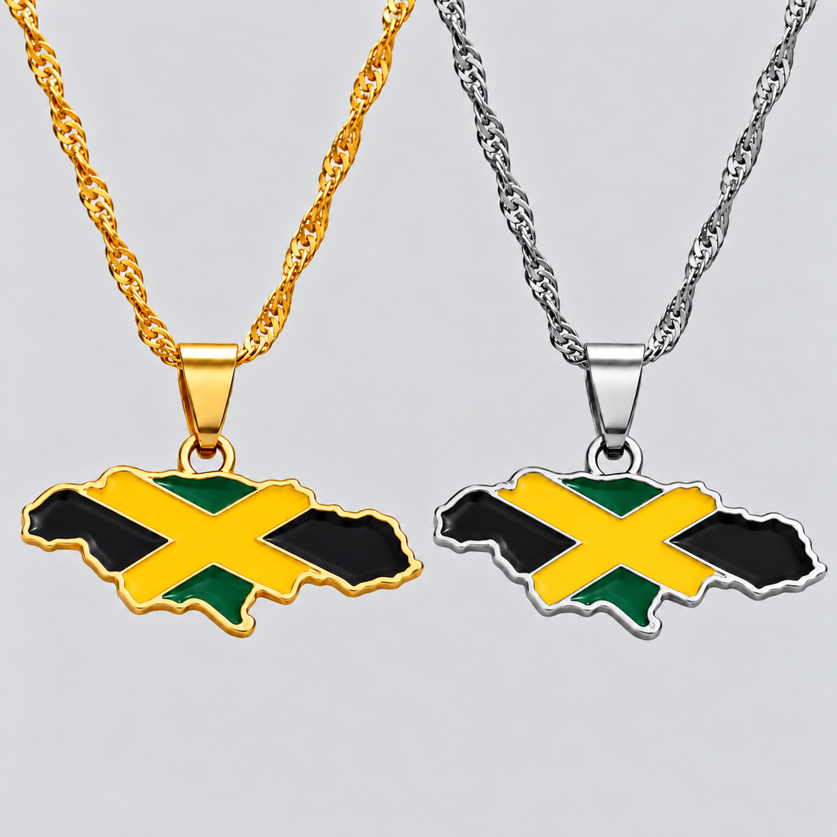 Jamaica Map Enamel Pendant Necklace