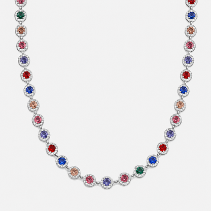 Royal Silver Multicolor Gemstone Necklace