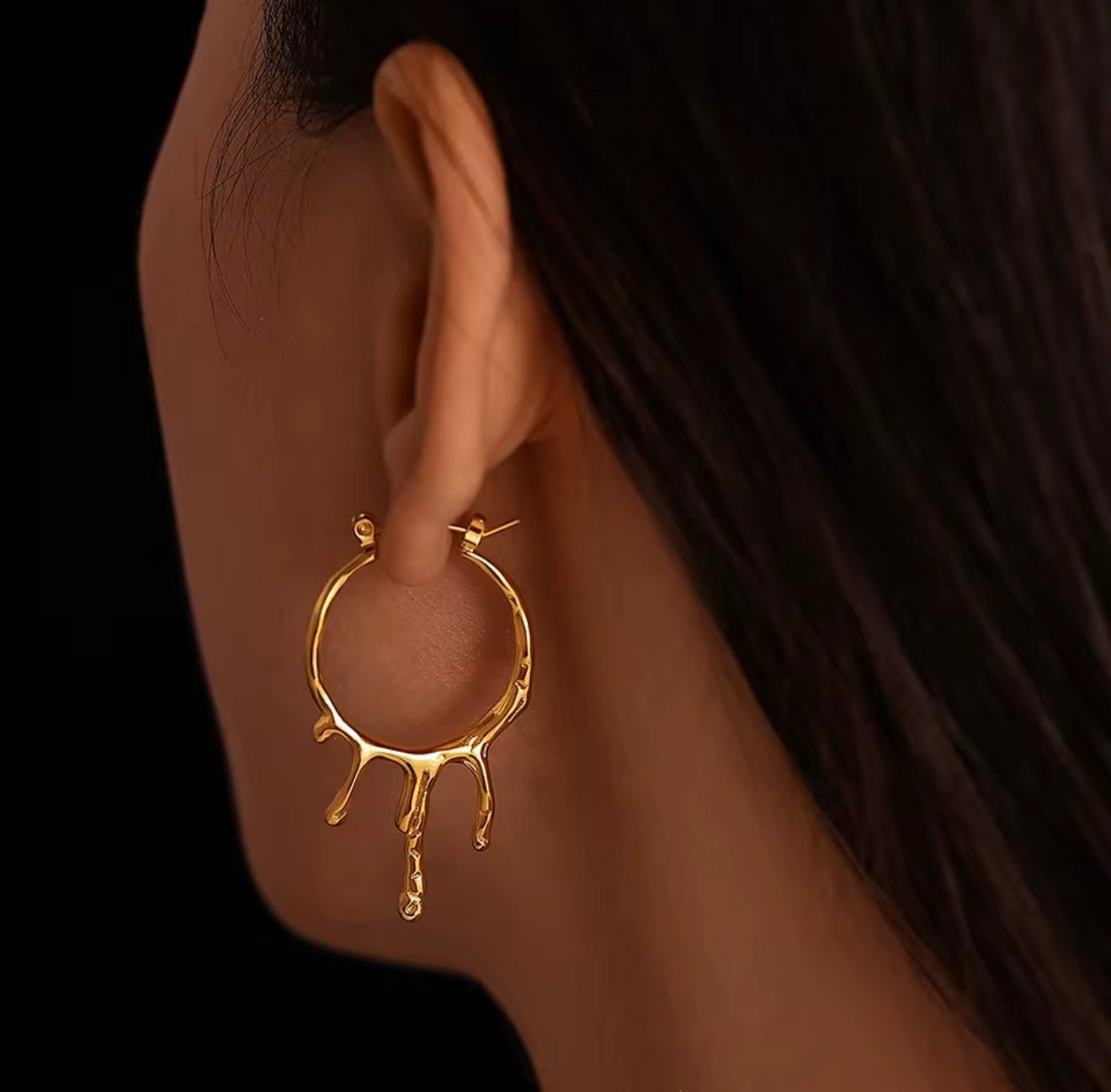 Irregular Drip 18k Gold Hoop Earrings - GRISÉ NYC 1