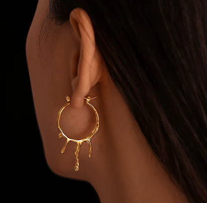 Irregular Drip 18k Gold Hoop Earrings - GRISÉ NYC 1