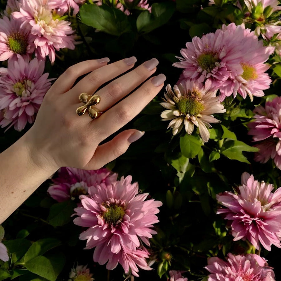 XL 18k Gold Plated Flower Ring