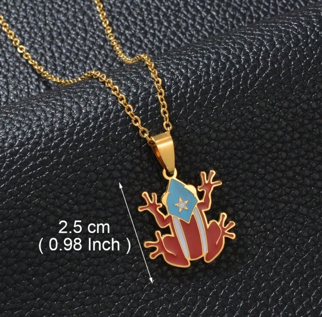 Boricua Coquí Frog Necklace Pendant Necklace