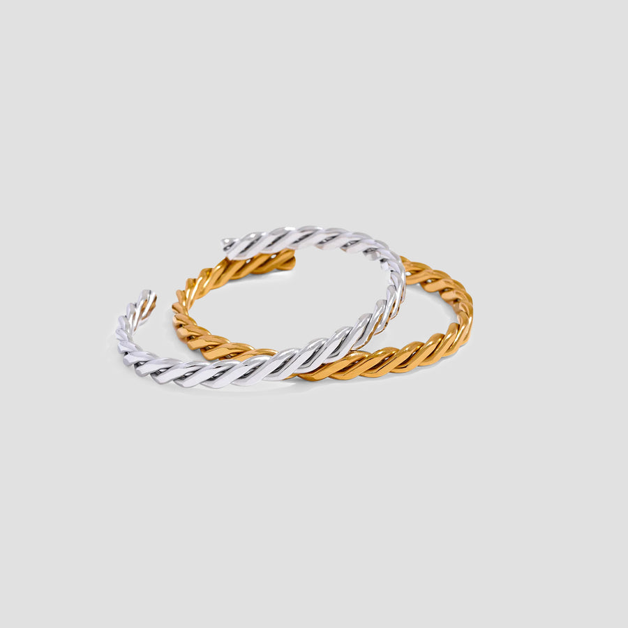Edgy Braided 18k Gold Plated Cuff Bracelet