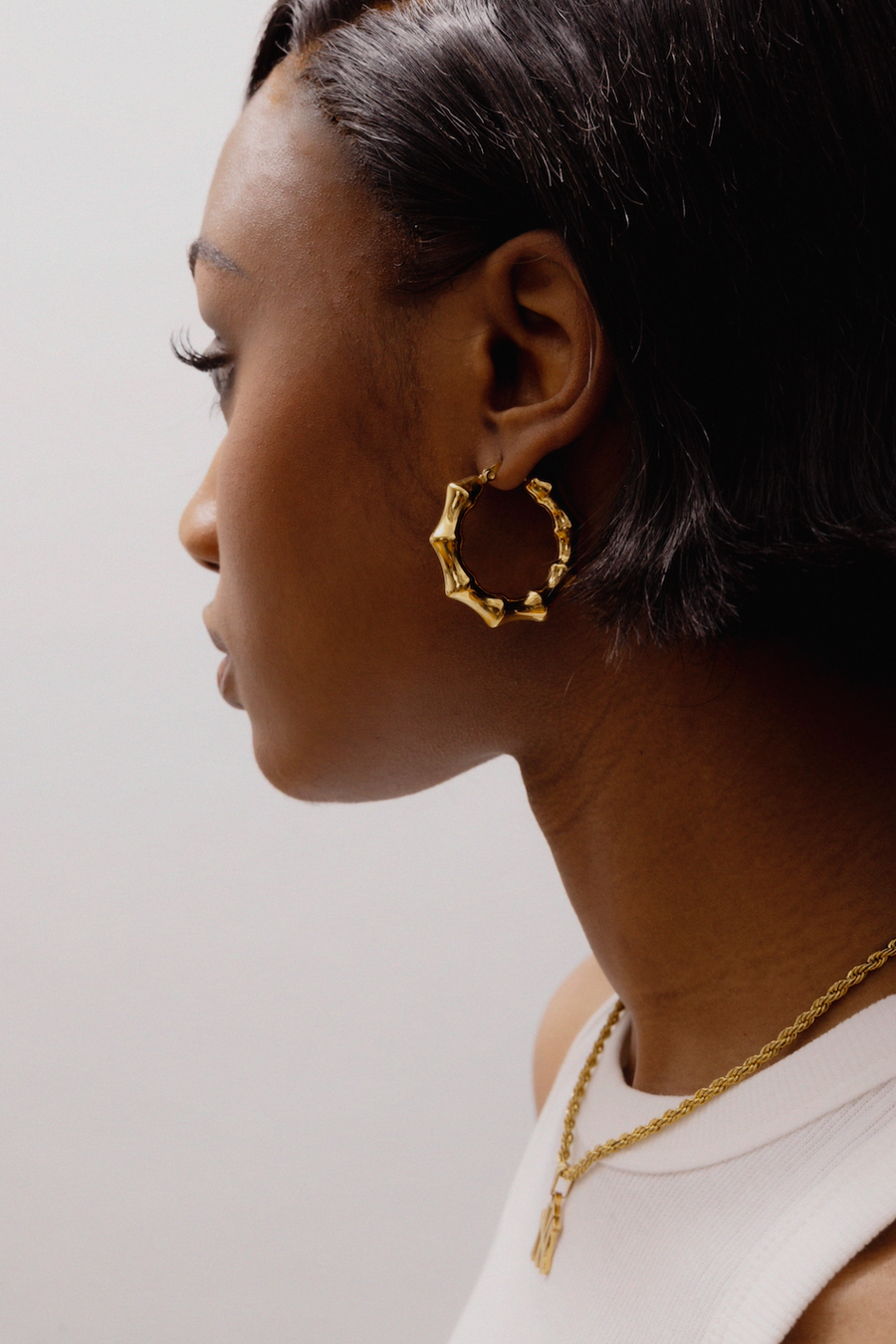 Bamboo 18k Gold Plated Hoop Earrings